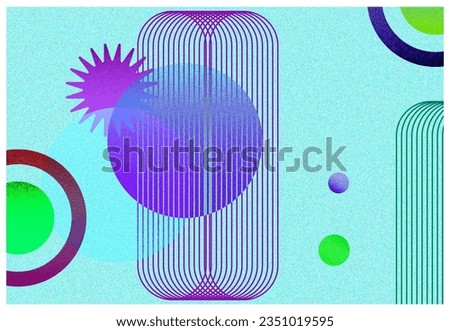 Trendy risograph aesthetic. Bright colors and unique textures. Vector illustration