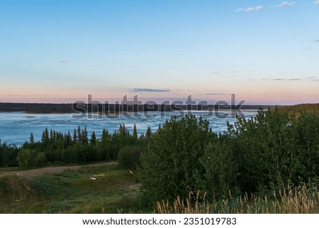 Rapids on Slave River near Fort Smith, Northwest Territories, NT Canada Royalty-Free Stock Photo #2351019783