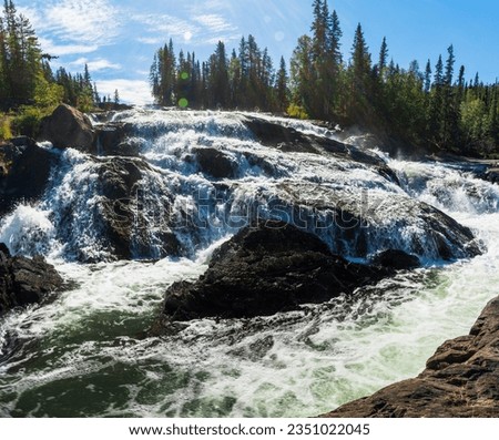Cameron River Falls in Hidden Lake Territorial Park, Northwest Territories, NT Canada Royalty-Free Stock Photo #2351022045