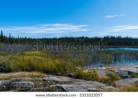 Beautiful Pontoon lake Territorial Park near Yellowknife, Northwest Territories, NT Canada Royalty-Free Stock Photo #2351022057