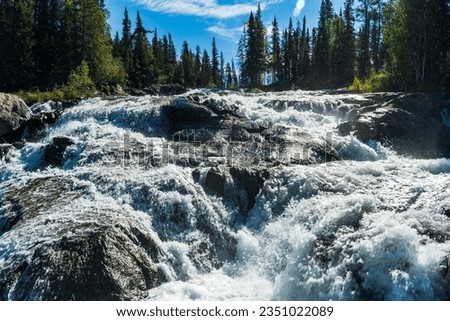 Cameron River Falls in Hidden Lake Territorial Park, Northwest Territories, NT Canada Royalty-Free Stock Photo #2351022089