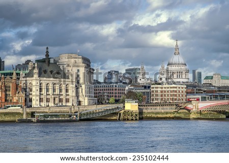 London, waterfront with St Paul cathedral and Blackfriar bridge