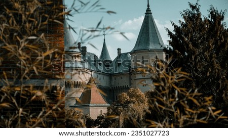 View of Bojnice castle from the distance. Background view of the castle. 