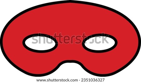 Mask superhero carnival villain or burglar vector icon. Collection of Black outline red flat masquerade costume eye mask silhouette hidden face. Incognito theatre party masque shape clip art.