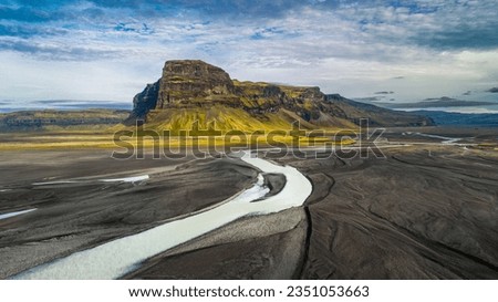 Mt. Lómagnúpur in South Iceland and the sandy black beach
