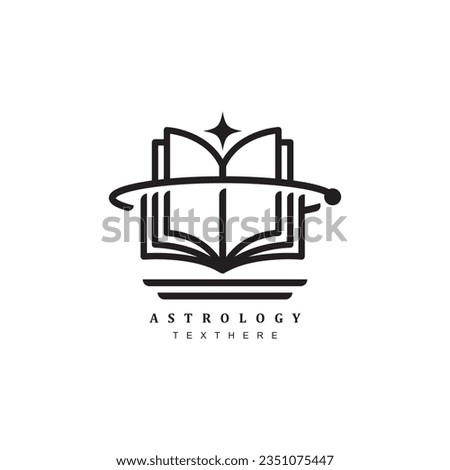 Astrology book logo design.  Luxury science and alchemy book logo for your brand or business