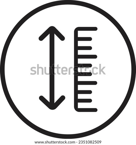 adjustable line height icon. adjust length symbol. size adjustment arrow sign, isolated on white background. "Adjustable Height" information sign.