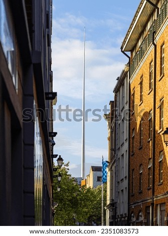 The Spire of Dublin, alternatively titled the Monument of Light, a large, stainless steel, pin-like monument on O'Connell Street, Dublin, Ireland Royalty-Free Stock Photo #2351083573
