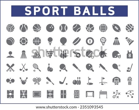 Simple Set of sports Related Vector Line Icons. Vector collection of ball, tennis, hockey, baseball, golf, soccer, leisure activity, badminton and design elements symbols or logo element.