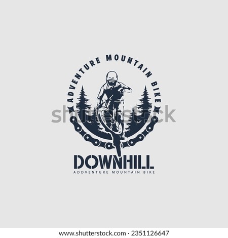 Mountain bike logo emblem vector image.downhill logo  backfround vector. Royalty-Free Stock Photo #2351126647