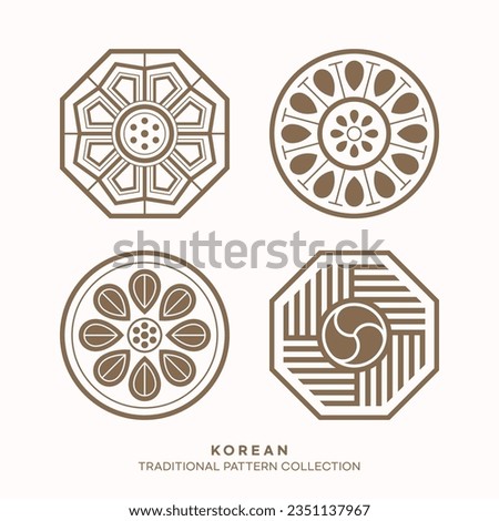 Vector korean traditional pattern design elements Royalty-Free Stock Photo #2351137967