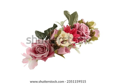 Colorful Flower Crown Side View isolated on white background with clipping paths