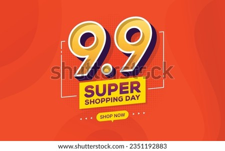9.9 Shopping day sale banner background for business retail promotion vector illustration Royalty-Free Stock Photo #2351192883