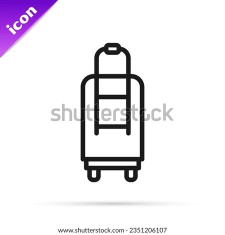 Black line Suitcase for travel icon isolated on white background. Traveling baggage sign. Travel luggage icon.  Vector Illustration
