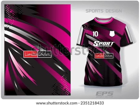 Black pink vortex pattern design, illustration, textile background for sports t-shirt, football jersey shirt mockup for football club. consistent front view