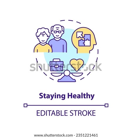 2D editable staying healthy thin line icon concept, isolated vector, multicolor illustration representing unretirement.