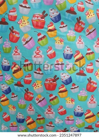Cupcake picture on blue background 