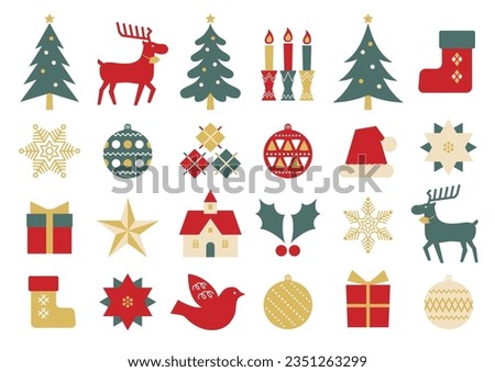 Cute Christmas Flat Icons Set