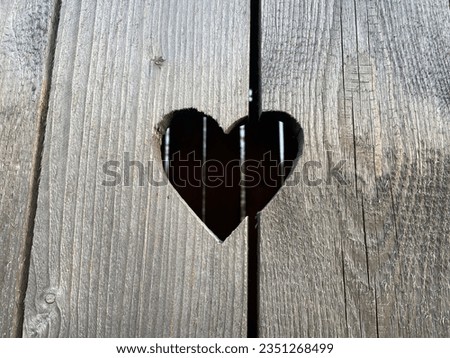 Heart symbol love, wooden toilet, cut out