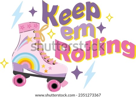 Roller skate design graphic tees for girl Royalty-Free Stock Photo #2351273367
