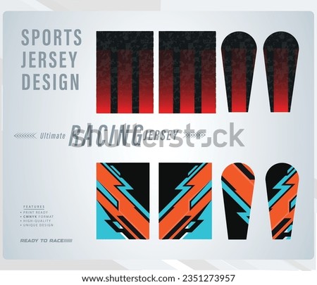 Long sleeve t-shirt design template, Motorcycle racing jersey mockup. uniform front and back view. Vector