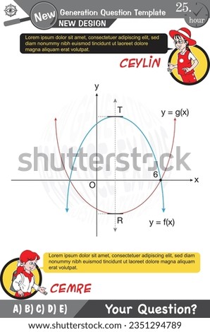 University and high school exam question form, Mathematics, physics, geometry, biology, eps, Next generation problems, two sister, speech bubble, template, experiment
