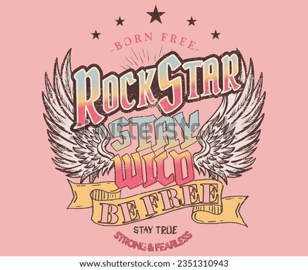 Rock star artwork. Eagle with thunder artwork.. Rock and roll vector graphic print design for apparel, stickers, posters, background and others. Rebel rock music poster. Born to be free. Stay strong.