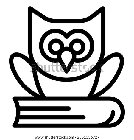 Owl seating on the book line icon, education concept, owl and book sign on white background, owl and book icon in outline style mobile concept web design. Vector graphics.