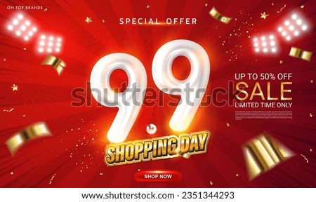 9.9 Shopping Day Sale Banner Template design special offer discount, 9.9 Super sale online banner design for social media and website. Special Offer Sale 50% Off campaign or promotion. Vector EPS10. Royalty-Free Stock Photo #2351344293