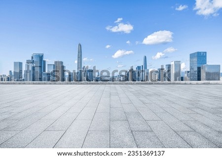 City square road and buildings skyline in Shenzhen, China