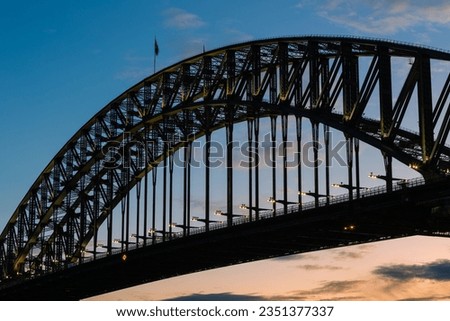 Sunset view of Sydney Harbour Bridge, Australia.