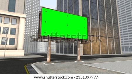 Billboard with a green screen and chroma key tracking markers 3d illustration