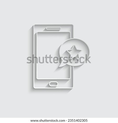 paper star in chat bubble with smaptphone icon vector Feedback icon