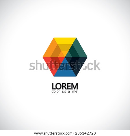 abstract unusual creative colorful geometrical hexagon icon - concept vector graphic.