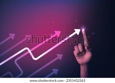 human hand pointing at Investment arrow graph. business and investment concept.
