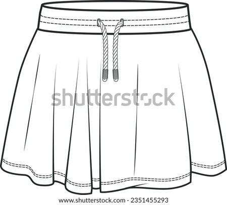 Technical Sketches of Skirt Designs, Perfect for Trendsetters, Vacation Vibes, and Office Attire Vector Illustrations, Skirts Flat Sketch Royalty-Free Stock Photo #2351455293