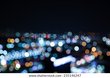blurred bokeh of street night in pattaya city at thailand for background and texture