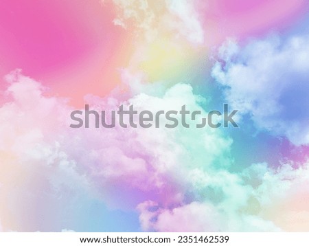 beauty abstract sweet pastel soft red and green with fluffy clouds on sky. multi color rainbow image. fantasy growing light