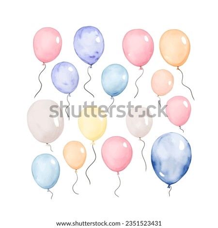 Set of watercolor air balloons colorful
