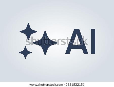 AI stars icon. Artificial intelligence logo. Machine learning. Generate image and text sign. Computer help assistant. Data science. Vector illustration. Royalty-Free Stock Photo #2351532151