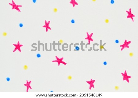 Felt pen doodle colored stars and dots scribbles. Abstract texture drawn with felt-tip pen. Colorful felt tip ink markers handwritten drawn lines. Sketch concept. Seamless pattern Royalty-Free Stock Photo #2351548149