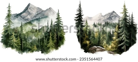 Mountains clipart, isolated vector illustration.