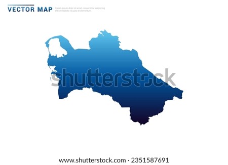 Abstract Blue gradient of Turkmenistan map on white background vector.