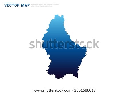 Abstract Blue gradient of Luxembourg map on white background vector.
