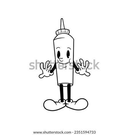 Cartoon bottles of ketchup and mustard with face on a white background. Vector illustration