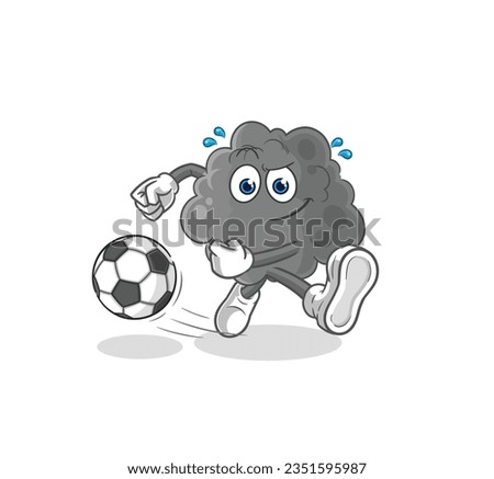 the black cloud kicking the ball cartoon. cartoon mascot vector