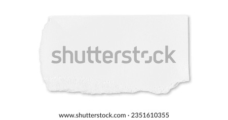 White ripped piece of paper isolated on white background with clipping path. Space for advertising Royalty-Free Stock Photo #2351610355