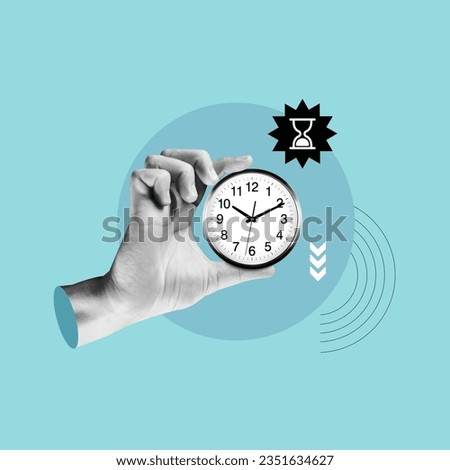 time planning, time lapse, time at hand, hand with clock, little time Royalty-Free Stock Photo #2351634627