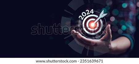 business goals trends 2024. analytical businessperson planning business growth 2024, strategy digital marketing, profit income, economy, stock market trends and business, technical analysis strategy Royalty-Free Stock Photo #2351639671