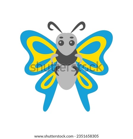 Butterfly Cartoon Flat Style Icon Design Vector